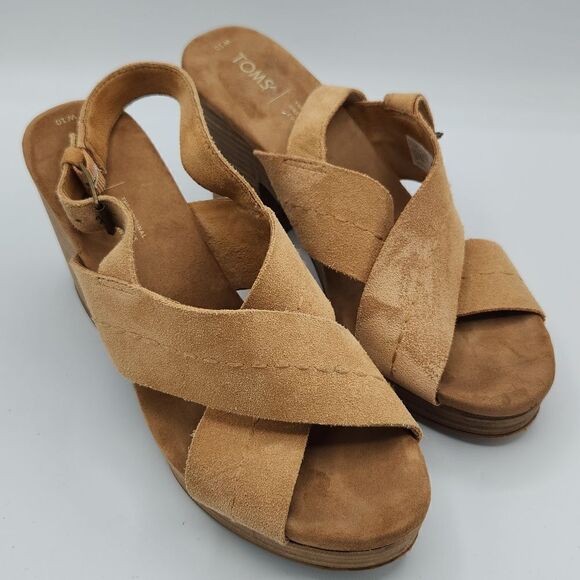 TOMS Ibiza Honey Suede buckle slingback heel Sandals - Picture 2 of 9